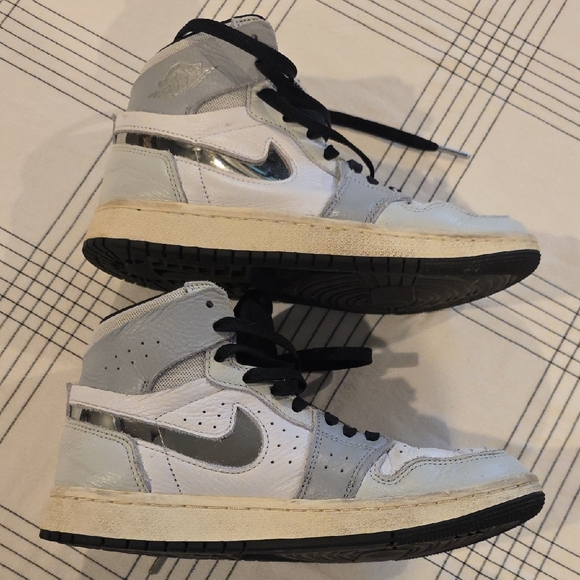 Nike Women's Metallic Air Jordan Silver and Gray High-Top Sneakers - Picture 5 of 8